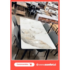 TABLE MARBRE + 04 CHAISES