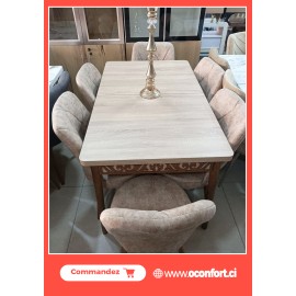 TABLE À MANGER EXTENSIBLE AVEC 06 CHAISES BEIGE