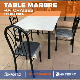 TABLE MARBRE AVEC 04 CHAISES