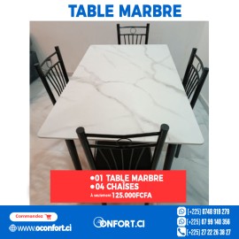 TABLE MARBRE + 04 CHAISES