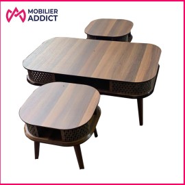 Table de jardin design épuré + 2 tabourets