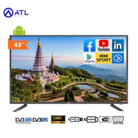 ATL SMART TV LED- ATL-43A1S- 43Â Pouces - 1 VGA - 2 USB - 3 HDMI - Rj45- NOIR- Garantie de 12 Mois