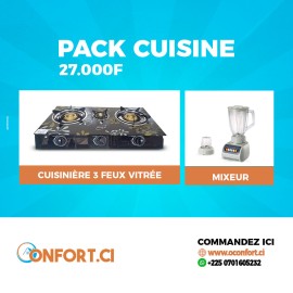 Cuisinière 3 feux Vitrée + Mixeur