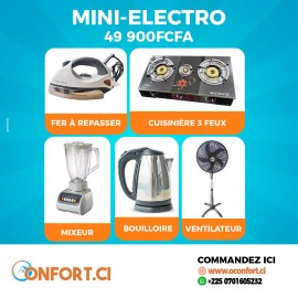 Fer à repasser - Ventilateur - Bouilloir - Mixeur - Cuisinière 3 feux