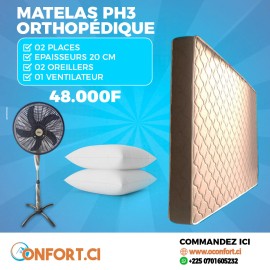 Matelas PH3 avec 02 Oreillers et 01 Ventilateur