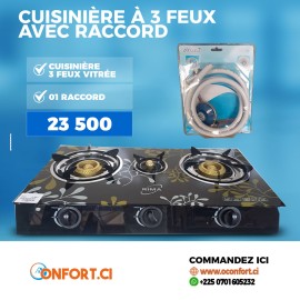 01 Cuisinière à 3 feux avec 01 Raccord