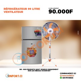 REFRIGÉRATEUR 99 LITRES + 01 VENTILATEUR