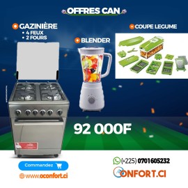 Offre spéciale : Gazinière avec 4 feux et 2 fours + Blender + Coupe légumes